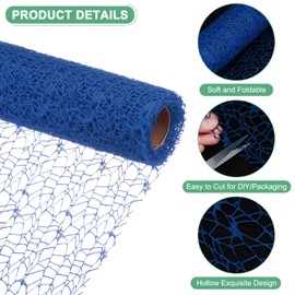 M METERXITY 1-Roll Jacquard Net Mesh Flower Wrapping Paper,180 Inch x 19.7 Inch Flower Bouquet Wrapping Paper for Packaging Fresh Flower/Wedding/Valentine's Day [Dark Blue]