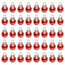 Mini Christmas Tree Baubles, Pack of 40 Miniature Gnome Accessories, Mini Christmas Baubles, 1 cm, Red Christmas Tree Baubles, Small Gnome Small Christmas Tree Decoration, Gnome Accessories, Christmas