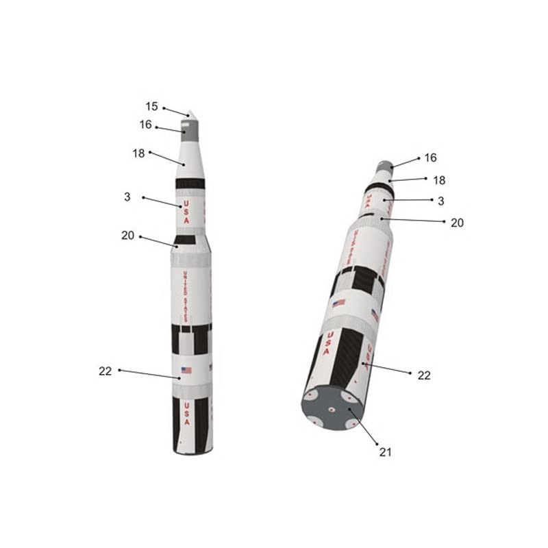 1/300 Scale Saturn V Type Rocket and Launcher Paper Model