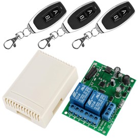 433 MHz FR Wireless Remote Control Switch Wireless 2 Channels: AC 220 V 230 V 240 V Wireless Relay Receiver with 3 Transmitters Radio Control, RF Relay Module Switch Transmitter for Garage Door