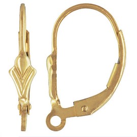 2 pcs 14k Gold Filled Fleur De Lis Ear Wire Leverback Earwire Lever Back Clip Earring Connector with Closed Ring