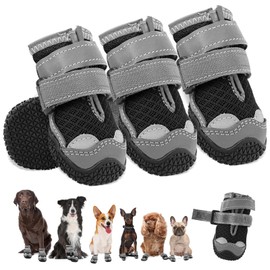 Hundeschuhe für Mittelgroße Hunde, rutschfeste Hundeschuhe Mit Reflektierenden Riemen Pfotenschutz für Schneewandern/Spazierengehen/Outdoor/Boden (3)