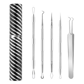 Goooxtex Pimple Popper Tool Kit Blackhead Remover Comedone Extractor Kit with Metal Case for Facial and Nose Quick and Easy Removal of Pimples, Blackheads, Zit - Acne Tools