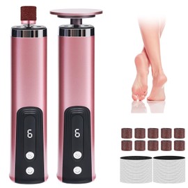 Electric Foot Callus Remover, MEBAO 2 in 1 Foot File for Feet,Adjustable Speed Foot Scrubber with Replacement Sandpaper Discs,Pedicure Tool with Digital Display for Dead Skin and Calluses Pink