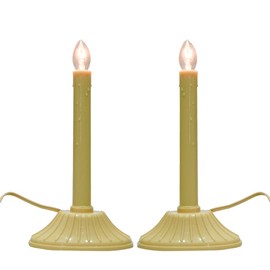 GOOTHY 1 Light Electric Window Candles, 2 Pack Christmas Candle Lights with 4 C7 Clear Bulbs(2 Spare), Plug in Electric Candles for Window Christmas Weddings Home Table Decorotions, Ivory -2 Pack