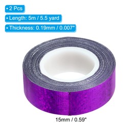 PATIKIL Glitter Sparkle Tape 15mm x 5m, 2 Pack Holographic Art Decorative Masking Tapes Self-Adhesive for DIY Scrapbook Art Craft Wrapping, Purple