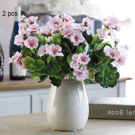 Lopkey 4 Bundles Artificial Begonia Flowers Outdoor Fake Flowers for Decoration UV Resistant No Fade Faux Silk Plants Garden Porch Window Box Decor,Pink