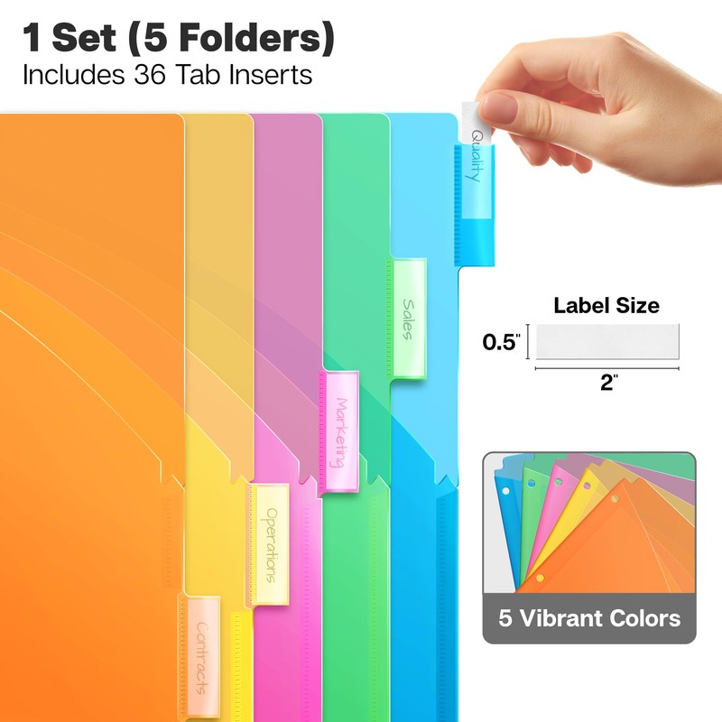 Dunwell 5-Tab Dividers for 3-Ring Binders (5 Count), 5 Bright