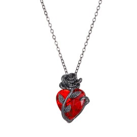 Clataly Gothic Love Rose Necklace Dark Wrapped Flower Heart Shaped Necklaces Jewelry for Women