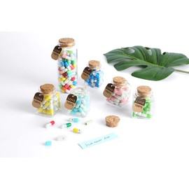 MUSHENJI 101PCS Cute Capsule Message Love Letters Plastic Capsule Love Letters in Wish Bottle,Lover Gift for Anniversary,Valentines,and Long Distance Relationships-Mixed Color