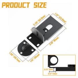 GEMASP Sliding Door Lock, 90 Degree Door Hasp Latch Lock, Stainless Steel Security Right Angle Padlock with Screws for Push/Sliding/Barn Doors (1PC, Black, Large)