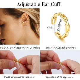 Dochais 52 Pcs Adjustable Ear Cuffs Earrings Set, Ear Clip on Wrap Earrings, Fake Earrings, Gold Helix Earring, Hypoallergenic Non Piercing Ear Clip, Cuff Earrings, For Women Men