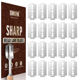 CUNSENR Bread Lame Blades Refill – Stainless Steel Scoring Blades for Perfect Bread Art, Suitable for Slicing and Scoring Sourdough, Baguettes, and More (20 Blades)