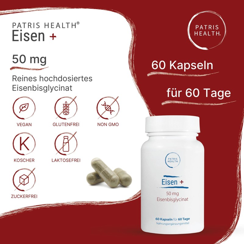 Patris Health® Iron + 50 mg iron bisglycinate per capsule
