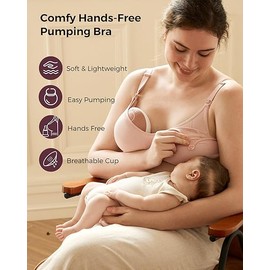 Momcozy Hands-Free Pumping Bra, Wireless & Seamless Breast Pump Bra, Breathable Tencel™ Fabric & Fully Fixed Cups