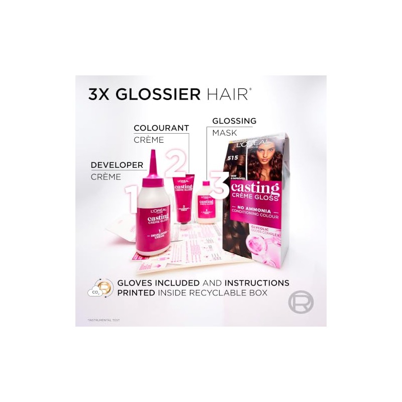 L’Oréal Paris Casting Crème Gloss Semi-Permanent Dye, 4102 Cool Chestnut