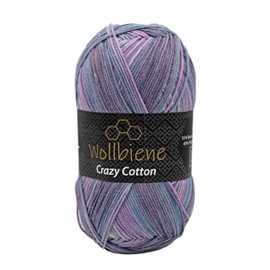 Wollbiene Crazy Cotton Batik, 100 g with Colour Gradient, 55% Cotton, Multicoloured Knitting Wool, Crochet Wool, Wool, All-Year Wool (3299 Purple, Berry, Grey)