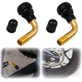 2 Pack PVR70 Valve Stem Bent - PVR50/PVR60/PVR70 90-Degree Angled Brass Stem Snap-in Rubber Base - Universal with Most Tubeless Tire Rim (Applicable Diameter 10mm) (PVR70 x 2)