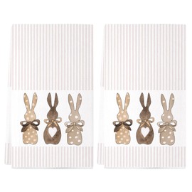 Siilues Easter Kitchen Towels Set of 2, 18x26 Inch Dish Towels Home Decor Hand Towels Seasonal Spring Holiday Bunny Decorations for Home Drying Dishcloth