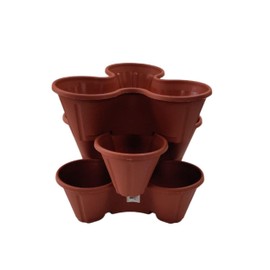 Shop4allsorts Set Of 3 Terracotta Colour Strawberry Trio Planter Flower Pot Stackable Plastic Patio Herb Pot