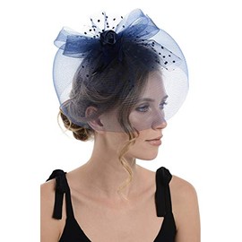Zac's Alter Ego Lace & Net Fascinator with Rose Centred Bow on Clip or Aliceband