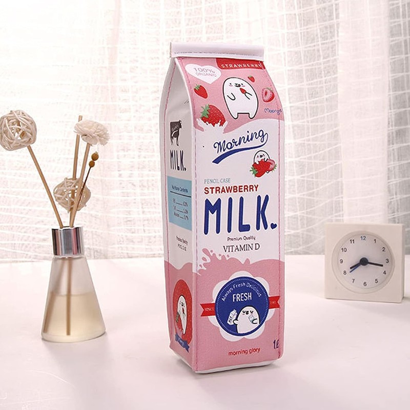 Pink Starlit Creative Milk Box Case Pouch Makeup Bag Toiletry