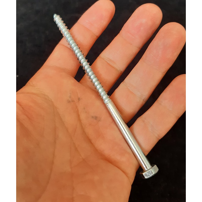 M6 Coach Screws Hex Head Width 10mm Zinc Plated Steel