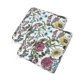 FUNHOME Outdoor Chair Cushions 18"x18"x2.5" Set of 2,Water Resistant Patio Chair Cushion with Zipper&Ties,18x18 Inch Replacement Square Seat Cushion for Garden Chairs(Butterfly Flower)