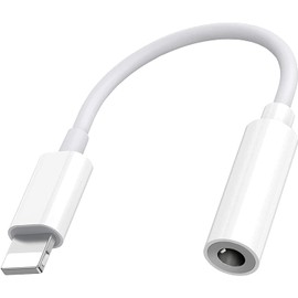 PADCR Lightning Headphone Adapter, Lightning to 3.5 mm Jack Headphone Audio Adapter [MFI Certification], Universal (White)