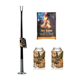 Generic Fireplace Blow Poker Bundle with InstaFire Starter - All in one Fire Poker, Blow Poke, Rake Tool