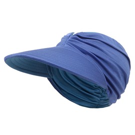 YAMEE Visor Cap Women's Reversible, Sun Shield Women's Elastic, Beach Sun Visor, Breathable Sun Protection, Summer Cap with Sun Visor Ponytail, Sun Hat Women's Golf Cycling Running Cap, Dark blue/blue