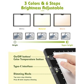 A3 Light Board Diamond Painting, Rechargeable Battery Light Box Tracing, Diamond Art Light Board with Stand and Clip, for Drawing, Sketching, Animation