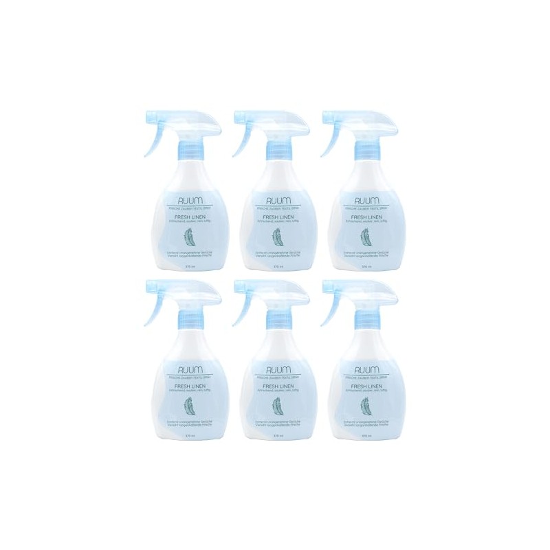 RUUM Duftspray Textilerfrischer- 6er Pack je 370 ml, Fresh Linen