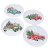Set of 4 Festive Holiday Truck Melamine Plates
