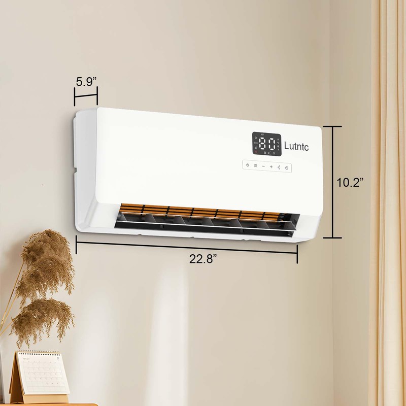 Electric Wall Mounted Heater with Remote Control, 24H Timer, ECO