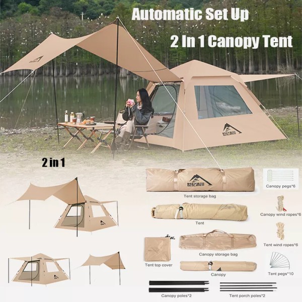 2in1 Canopy Tent Automatic Set Up Outdoor Camping Tent Pop