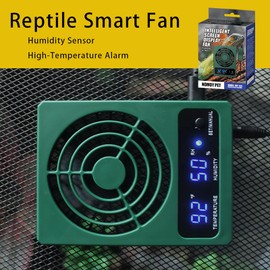 JOVXIAZ Reptile Ventilation Fan with Humidity Sensor and High-Temp Alarm, Digital Display Fan Dehumidifier for Reptile Terrariums, Suitable for Humid Environments, Rainforests and Vivariums - Green