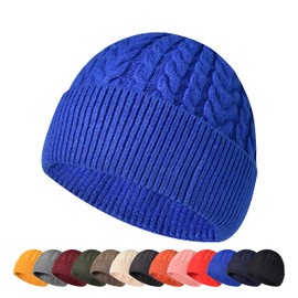 HiRui - Gorro de punto para hombres y mujeres, gorras de invierno, gorras cálidas, clásicas, holgadas, Azul, Talla única