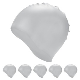 M METERXITY 6-Pack Silicone Swim Cap, 7.3" Opening 7.9" H Durable Swimming Hat Unisex Non-Slip Waterproof Swimming Caps for Pool Training [Silver]