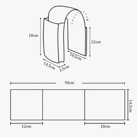 NUWIQ Armrest Organiser for Sofa, Couch Armchair, Bed Storage Bag, for Storing Remote Controls, Mobile Phones and Pens (Grey)