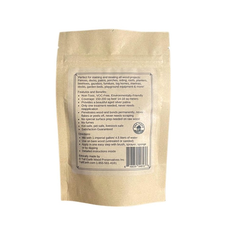 Tall Earth Eco-Safe Wood Treatment, Non-Toxic Stain, Silver Gray Patina,