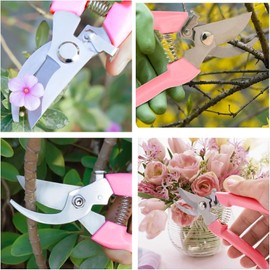Curve Garden Scissors Gardening Tool Scissors for Cutting Flowers Trimming Plants Fruits Picking (Pink)