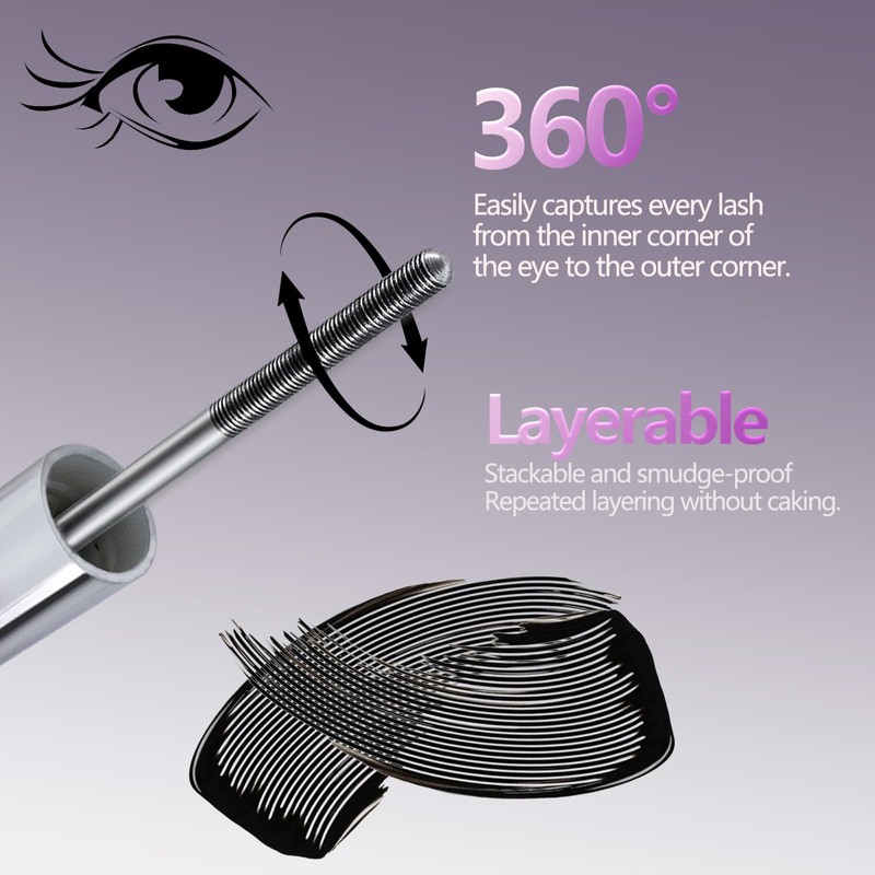 2Pcs Iron Wand Mascara, Metal Mascara Wand, Black Washable Metal