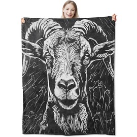 Goat Blanket - Cozy and Soft Flannel Fleece Goat Throw Blanket, Lightweight for Relaxing on Couch and Bedding, Travel and Outdoor Goat Decor Goat Gifts with Fuzzy Goat Design 60×50IN