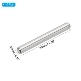 PATIKIL 304 Stainless Steel Dowel Pins 4 x 35 mm, 10 Pack Metal Dowel Pins Shelf Pegs Support Shelves Bunk Bed Fasten Elements Hardware for Furniture Fixing Component Position