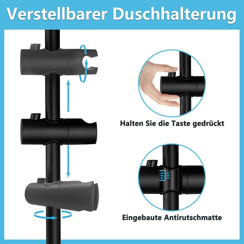 Görbach Shower Set, Stainless Steel Shower Rail 70 cm with