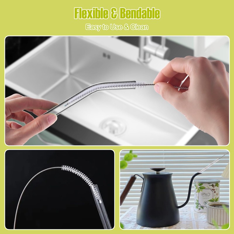 Reusable Straw Cleaner Brush Set - 8PCS Extra Long 12