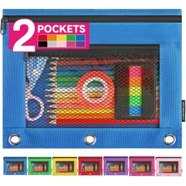 Forvencer Adorable Zipper Pencil Pouch, Cute Zipper Pencil Pouch for 3 Ring Binder, Sturdy Binder Pencil Pouch with Smooth Zippers, Perfect for Students & Back to School, Portable Bag, Azure Blue