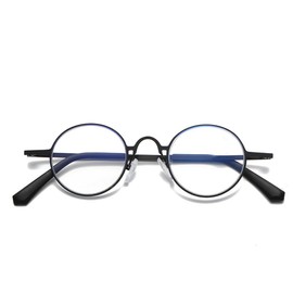 krlanhx Vintage Small Round Reading Glasses Men's Anti-blue Reader Ultralight (Black, 1.5, diopters)