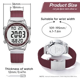 Ladies Pedometer Watch for Walking-Step Tracker Watch with Calories Counter-Non Bluetooth Pedometer Watches-LCD Large Numbers-30M Waterproof Watch-Wrist Watch Step Counter for Women(Red)